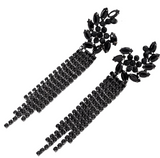 Long Black Rhinestone Earrings (BERLIN)