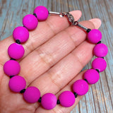 Magenta Acylic Cord Beaded Bracelet