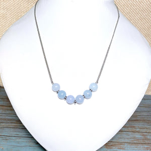 Aquamarine Stone Cluster Necklace (NICOLE-N)