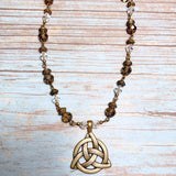 Celtic Knot Bronze Glass Necklace