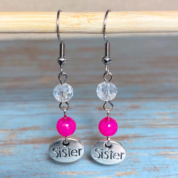 Sister Fuchsia Glass Earrings (SIS-E)