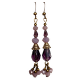 Purple Glass Bronze Earrings