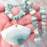 Agate and Amazonite Stone Necklace (MARGARET)