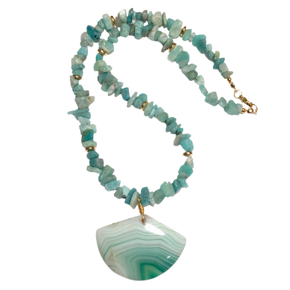 Agate and Amazonite Stone Necklace