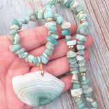 Agate and Amazonite Stone Necklace (MARGARET)