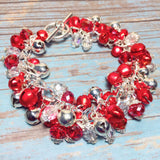 Red Silver Jingle Bell Chunky Bracelet (HOLLY-B)