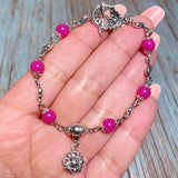 Flower Fuchsia Glass Bracelet (DAISY-B)