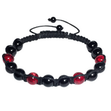 Men's Beaded Glass Cord Bracelet (CARMINE)