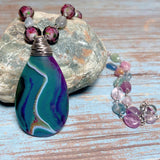 Agate Fluorite Stone & Glass Jewelry Set (FIORELLA)