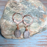 Labradorite Stone Rose Gold Earrings (MISHA-E)