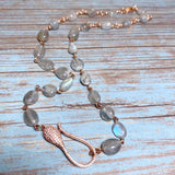 Labradorite Stone Rose Gold Necklace (MISHA-N)