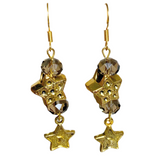 Stars Antiqued Gold Glass Earrings