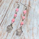 Cupcake Pink Glass Wood Earrings (SUGAR-E)