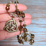 Celtic Knot Bronze Glass Necklace