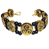 Celtic Triskelion Jewelry Set Antiqued Gold Black (CADEN)