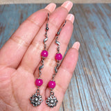 Flower Fuchsia Glass Earrings (DAISY-E)