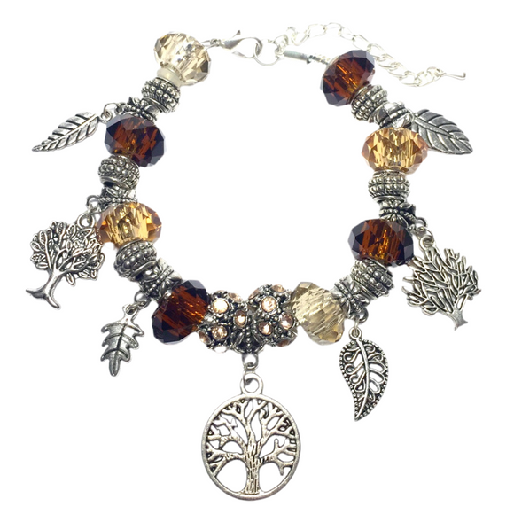 Earth Tree Leaves Charm Bracelet