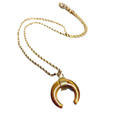 Tiger Eye Stone Crescent Moon Necklace (APOLLO)