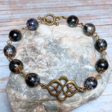 Bronze Knot Gray Glass Bracelet