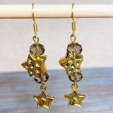 Stars Antiqued Gold Glass Earrings