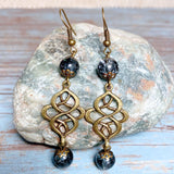 Bronze Knot Gray Glass Jewelry Set