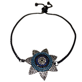 Evil Eye Black Flower Rhinestone Bracelet (ELYON)