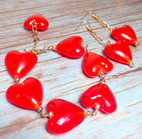 Red Hearts Lampwork Glass Jewelry Set (AMORE)