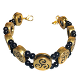 Celtic Triskelion Bracelet Antiqued Gold Black