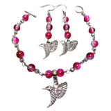 Hummingbird Fuchsia Glass Jewelry Set (BIRDIE)