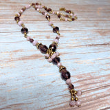 Purple Glass Bronze Necklace