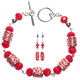 Red Silver Beaded Jewelry Set (ALICE)