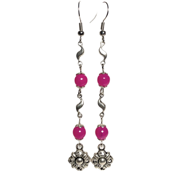 Flower Fuchsia Glass Earrings (DAISY-E)