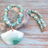 Agate and Amazonite Stone Necklace (MARGARET)