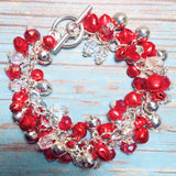 Red Silver Jingle Bell Chunky Bracelet (HOLLY-B)