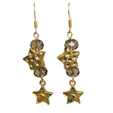 Stars Antiqued Gold Glass Earrings