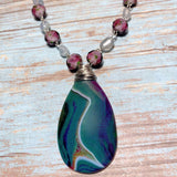 Agate Fluorite Stone & Glass Necklace (FIORELLA-N)