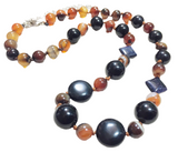 Earthy Agate Blue Goldstone Gemstone Necklace (GAIA)