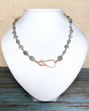 Labradorite Stone Rose Gold Necklace (MISHA-N)