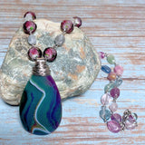 Agate Fluorite Stone & Glass Necklace (FIORELLA-N)