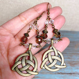 Celtic Knot Bronze Glass Earrings