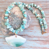 Agate and Amazonite Stone Necklace (MARGARET)