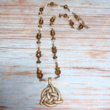 Celtic Knot Bronze Glass Necklace