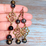 Bronze Knot Gray Glass Jewelry Set