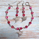 Hummingbird Fuchsia Glass Jewelry Set (BIRDIE)