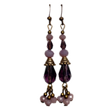 Purple Glass Bronze Earrings