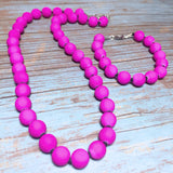 Magenta Acylic Cord Beaded Set (FELICIA)