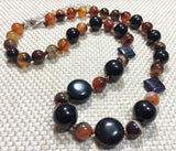 Earthy Agate Blue Goldstone Gemstone Necklace (GAIA)