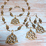 Celtic Knot Bronze Glass Jewelry Set