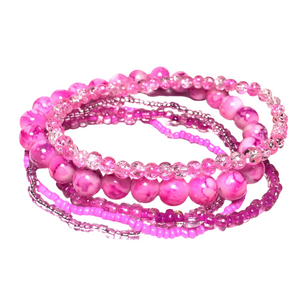 Hot Pink Glass Bracelet Stack (ALENA)