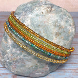 Multi Color Glass Boho Bangle Bracelet (MAUREEN-B)